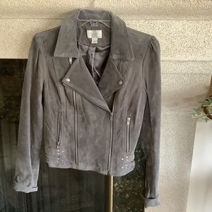 Grey suede moto jacket size m